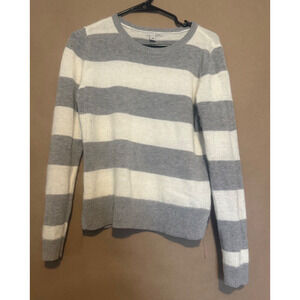 Halogen Lightweight Striped Sweater Size Medium Grey White